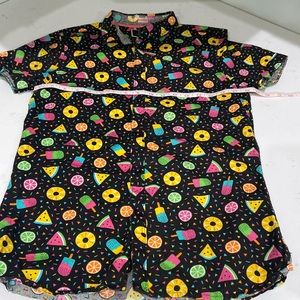 MTL made to live nyc slim fit small button down 💕 popsicles, fruit & confetti